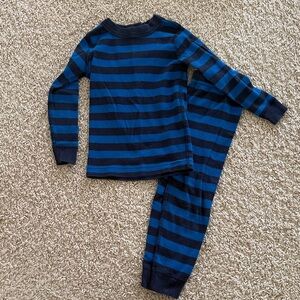 Hanna Andersson Navy and Black Striped Kids Pajama Set